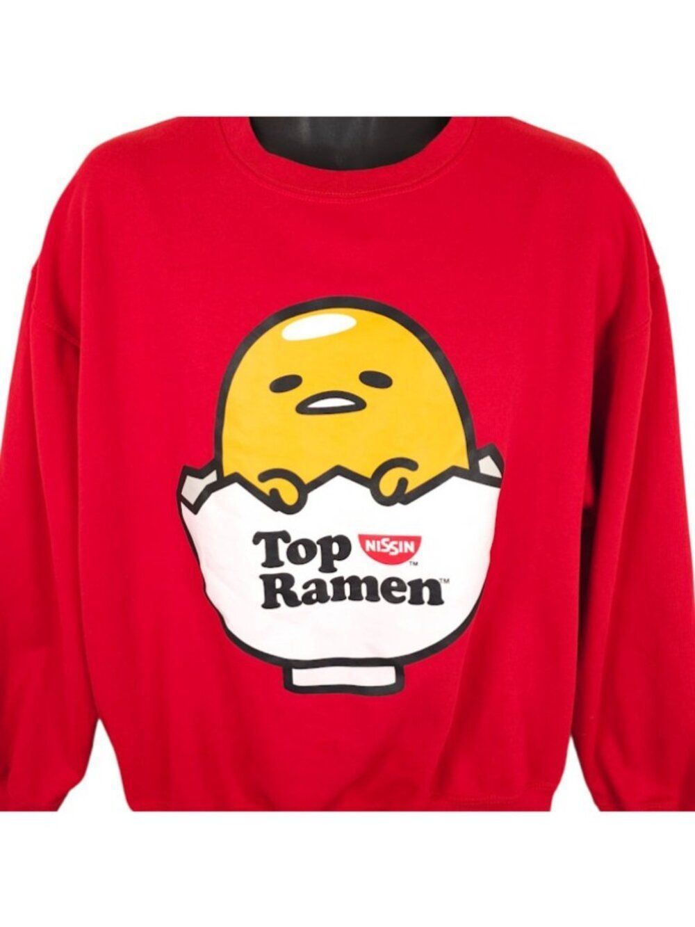 Top Ramen X Gudetama Sweatshirt Mens Size Large Red Sanrio Snack